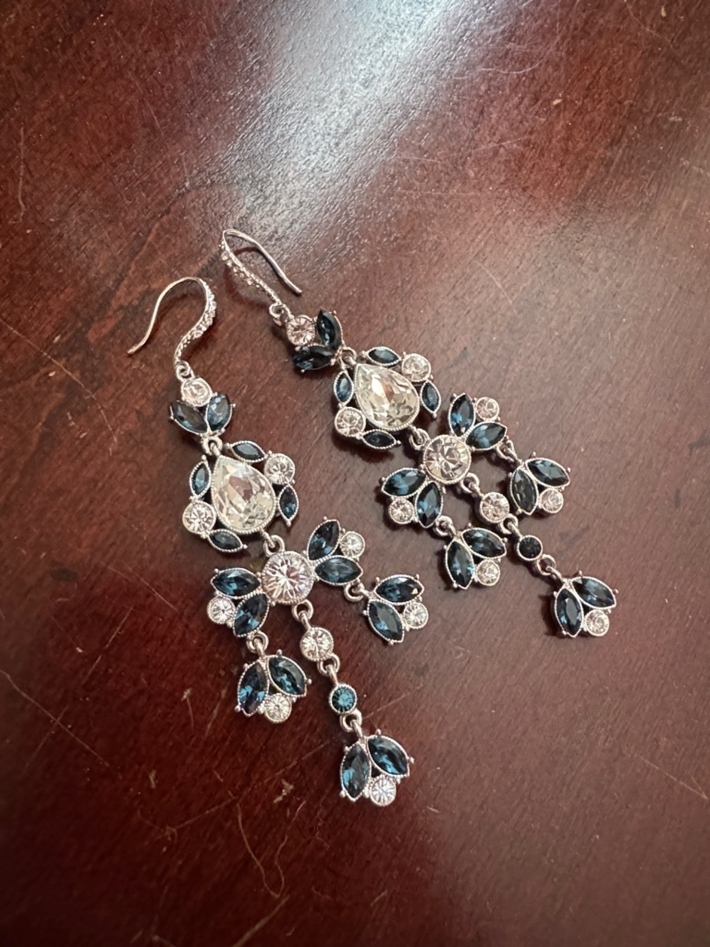 Elegant Navy Crystal Chandelier Earrings - Women Jewelry